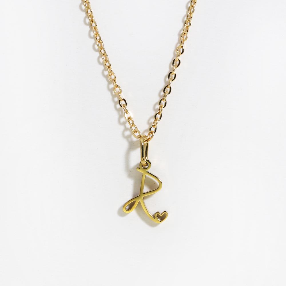 Charms Heart Initial Necklaces for Women,Gold Plated Letter Pendant Necklace, 26 Capital A-Z Stainless Steel Jewelry