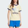 Adidas Originals Gradient Trefoil Cali Tee With Logo Letter Print And Slim Fit Women Tops Yellow IR6036