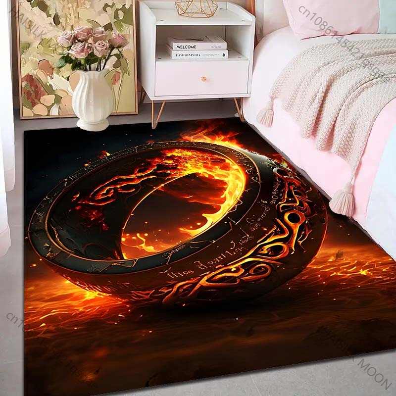 Magic Ring Burning with Flames Pattern Rug Carpets for Bedroom Living Room Sofa Mat Creative Door Mat Cloakroom Home Decor