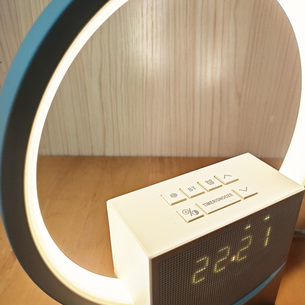 Alarm Clock Wake-up Night Light With White Noise Timing Touch Table Lamp For Bedroom Beside Lamp with Bluetooth Speaker