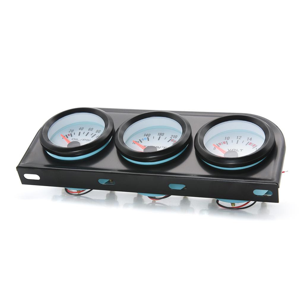 3-in-1 52mm Auto-Messgerät 100-250℉ Wassertemperatur-Messgerät 12V Anzeige 8-16 V Spannung 0-100 Psi Öldruck-Messgerät Temperatursensor 10mm