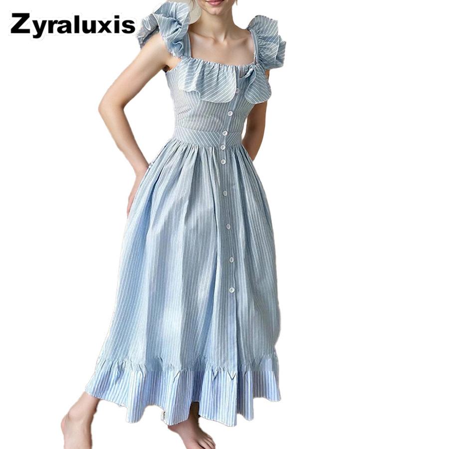 New Spring Dresses for Women, Sweet Style A-Line Long Dress with Ruffles