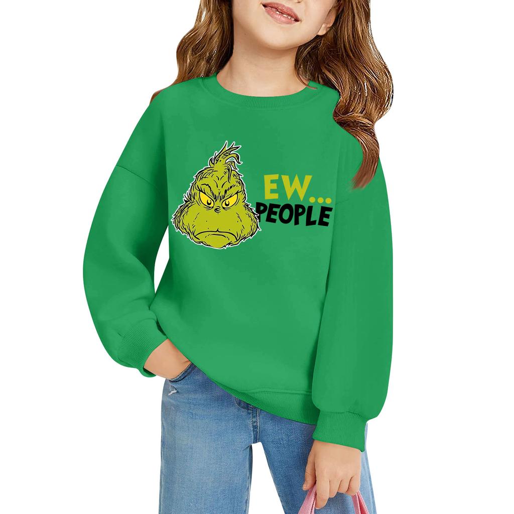 Kids' Long Sleeve Loose Pullover Letter Printed Round Neck Sweatshirt