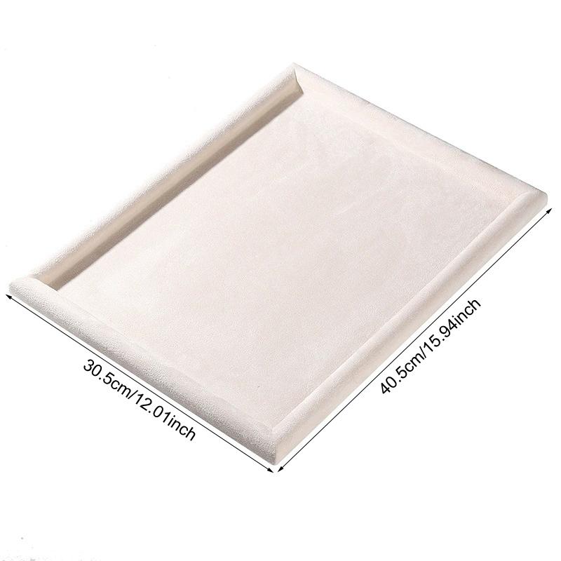 Elegant Beige Velvet Jewelry Display Tray Necklace Bracelet Earrings Ring Storage Viewing Trays Counter Jewellery Showcase Props