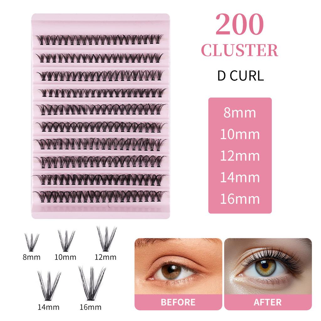 30P40P Hot Melt Multi-Haired False Eyelashes Segmented Self-Grafting Thick Natural Stage Flat False Eyelashes