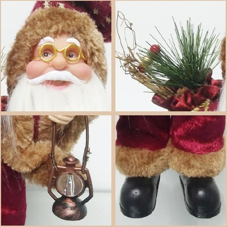 11.8inch Santa Clau Christmas Plastic Figurine Handpainted with Stack of Present