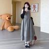 Robe de maternité rétro coréenne et cardigan en tricot de laine Printemps/Été 2026