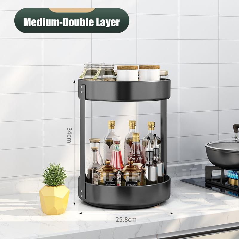 360° Rotating Spice Rack Organizer Seasoning Holder Kitchen Storage Multi-Function Tray Home Supplies for Bathroom Cabinets
