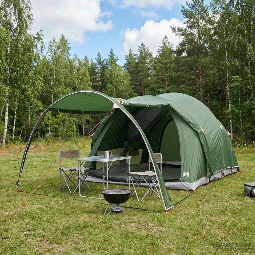 Tunnel Tent with Roof Green 370 x 275 x 210 cm Polyester and Steel