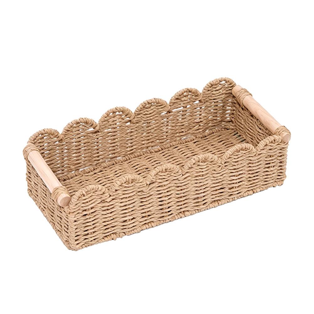 Functional Rattan Storage Basket - Wicker Organiser for Toiletries For Kitchen Essentials Bathroom 30X12.5X7.5cm or 36X16X9.5cm