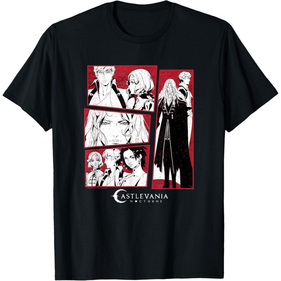 Castlevania_ Nocturne Main Characters Blood Stained Panels T-Shirt(1) XXXXXL чёрный