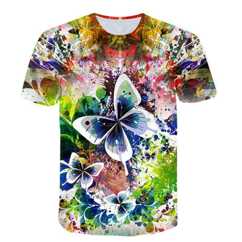 Summer Abstract Geometric Pattern 3D Digital Printed Short Sleeved Men's T-shirt