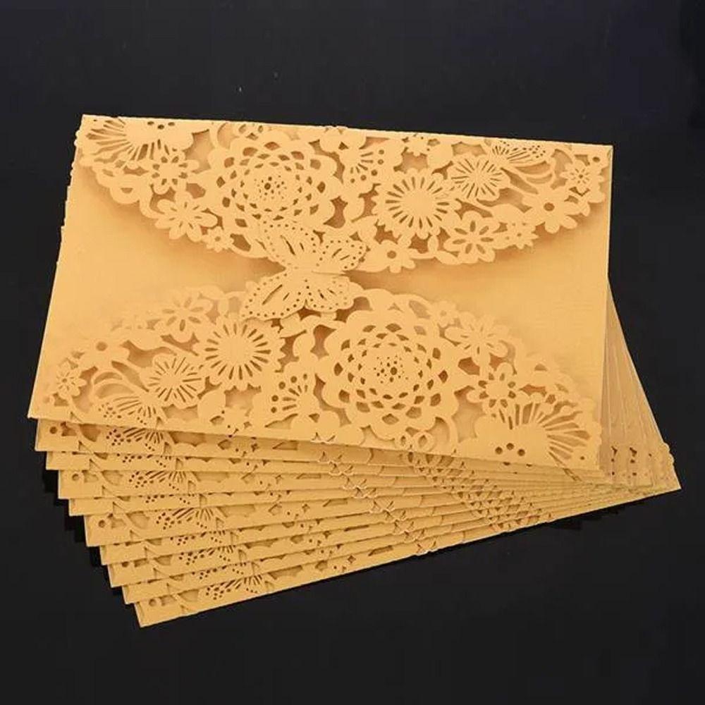 50pcs Flower 3D Invitation Card Hollow Out Butterfly Greeting Card  Festival Celebration