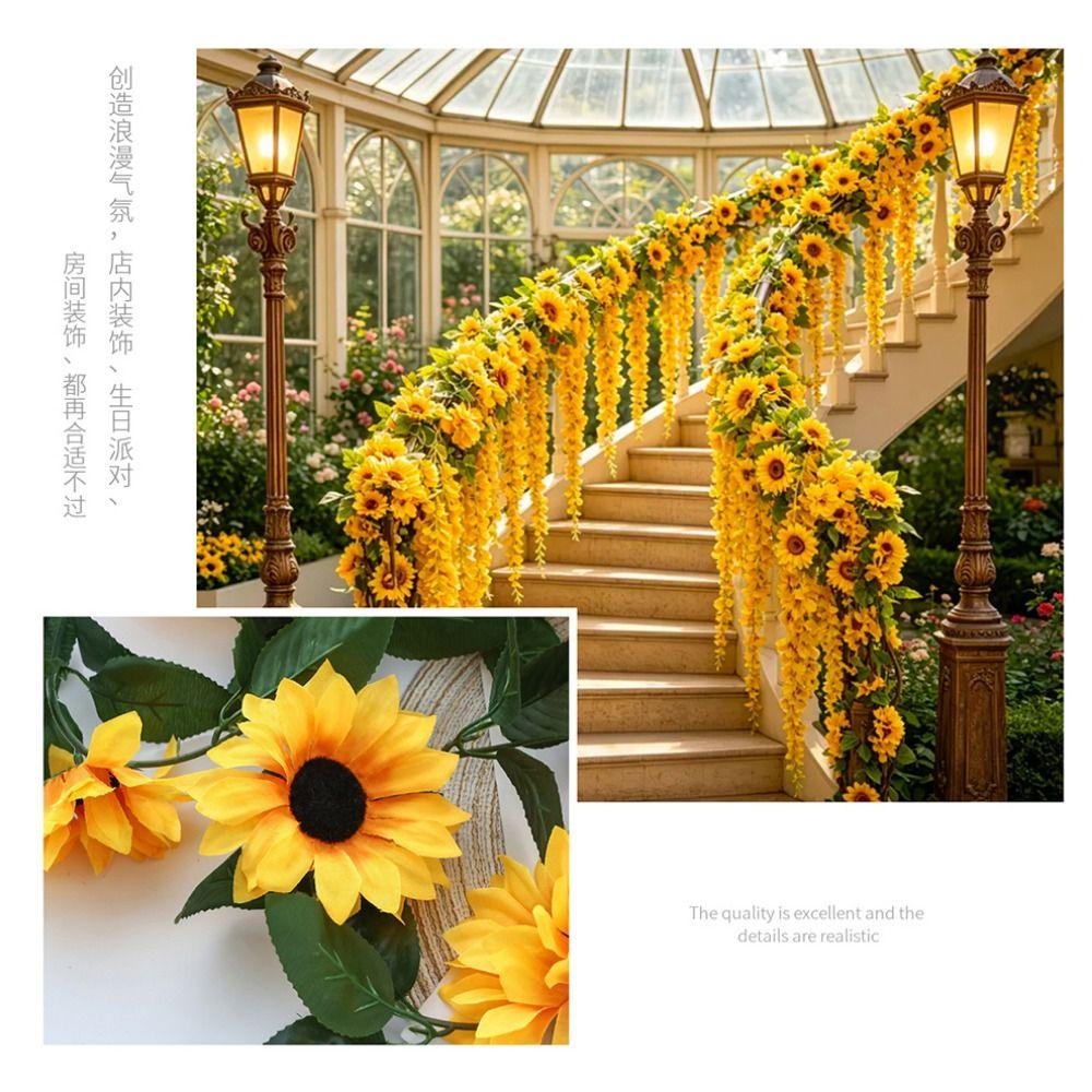 Multicolor Sunflower Simulated Flower Vines Cherry Flower Faux Flower Vine  Wedding Decoration