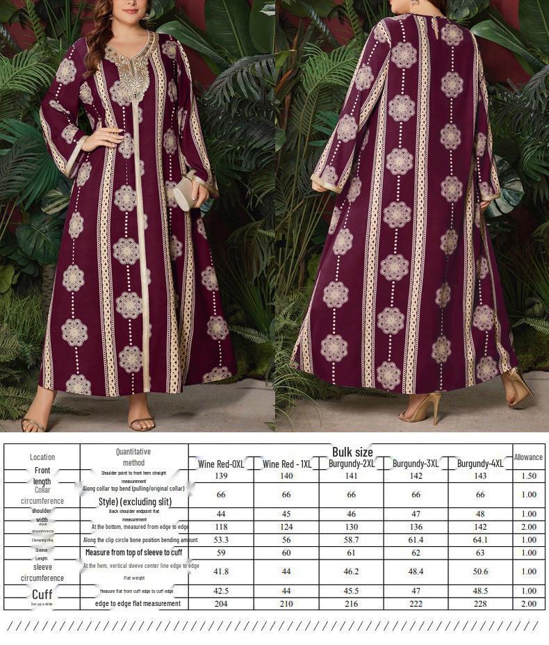 Bestseller: Orientalisches Patchwork-Blumenkleid in Übergröße, Elegantes Temperament, Frühjahrs-/Herbstmode