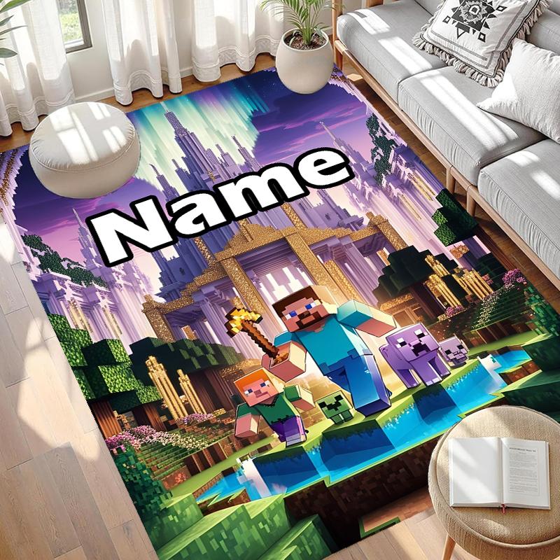 Custom Name Personalized Gamer craft Print Carpet, Versatile Home Decor Rug, for Playroom, Apartment, Balcony, Entryway, Hallway Gift