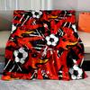 Multisize Football Theme Red Background Blanket Warm Soft Luxury Gifts for Children Adults Suitable for Home Sofa Bed Travel RV