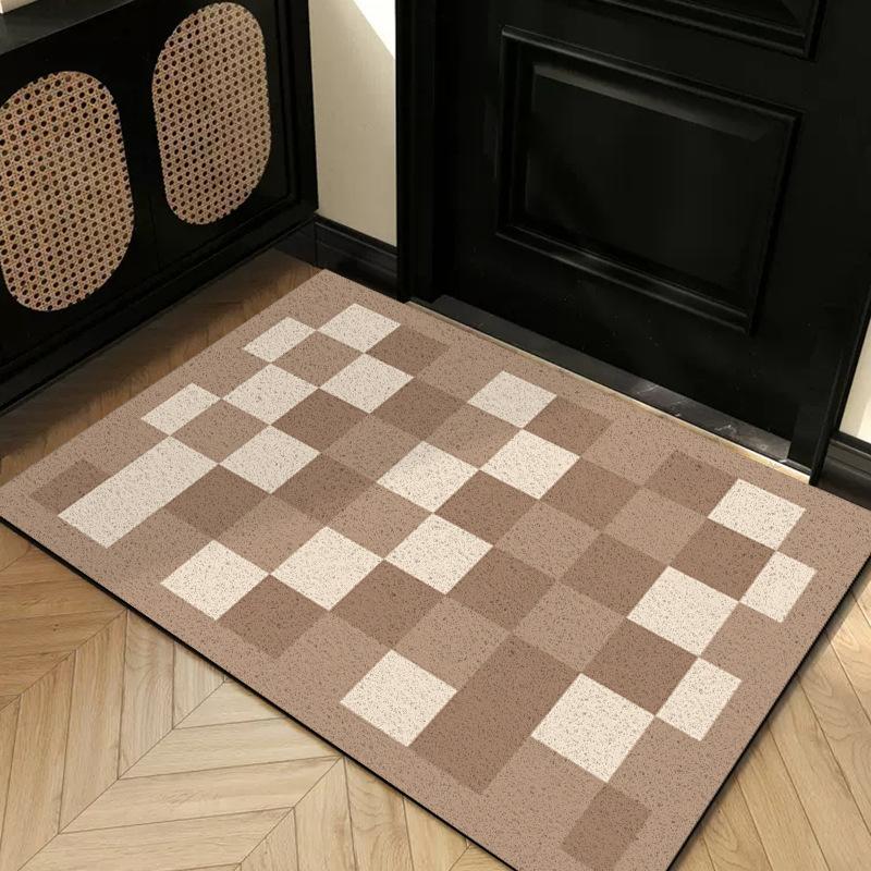 Entry Door Floor Mat Light Luxury Geometric Porch Scraping Mud Rubbing Soil Easy To Take Care Of Foot Pad Door Wear-Resistant Non-Slip Silk Ring Floor