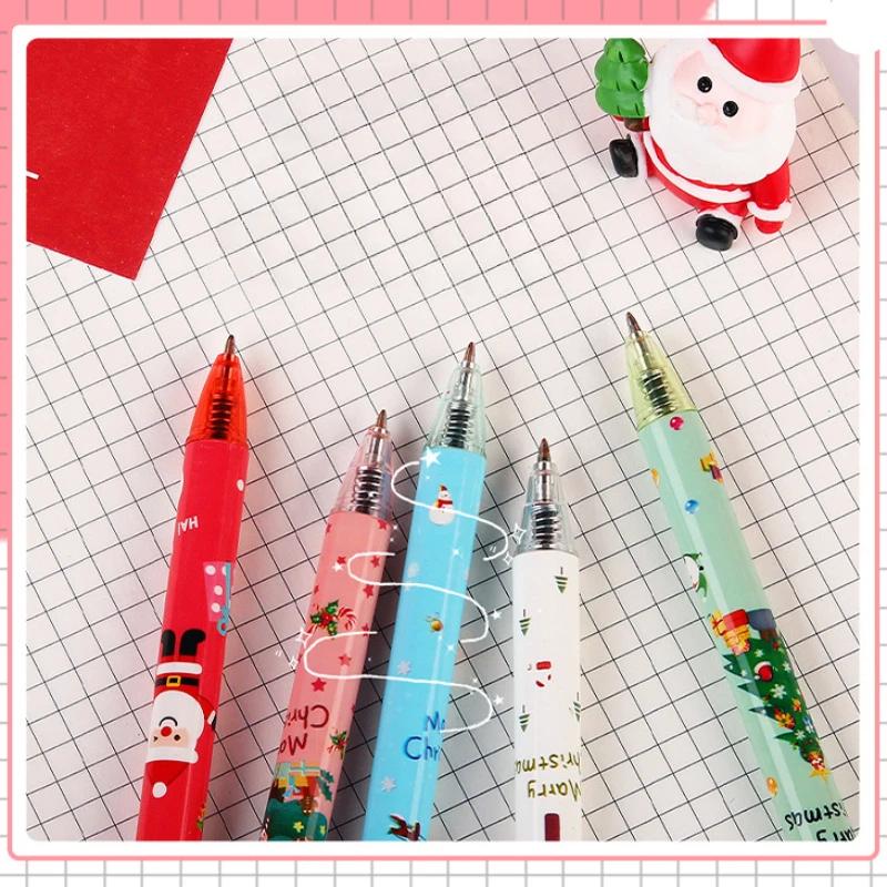 5 Stück Weihnachts-Gelstift mit süßem Cartoon-Motiv, 0,5 mm, schwarze Tinte, Schreibstift, Weihnachtsmann, Kinder, Urlaub, Schreibwaren, Geschenk, Schulbedarf
