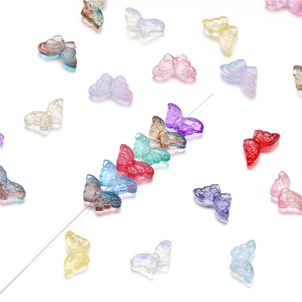 30Pcs/Lot 8*15mm Transparent Glass Small Butterfly Charms Animal Pendant For Handmade DIY Bracelet Necklace Jewelry Making