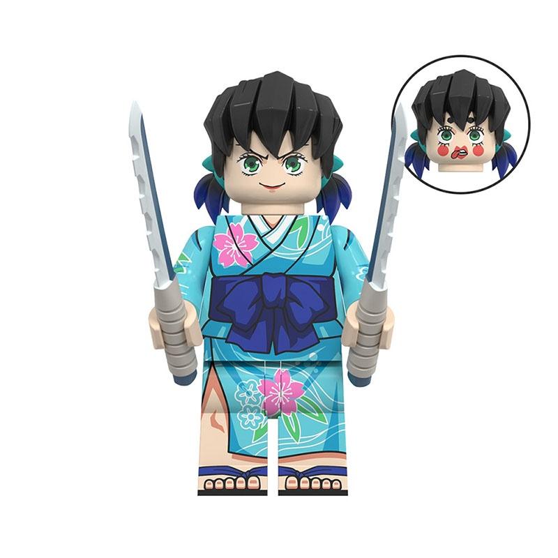 Wm6162 Anime Series Demon Slayer Mouth Flat Yin And Izumi Zhenmen Tanjiro Figurine Building Blocks