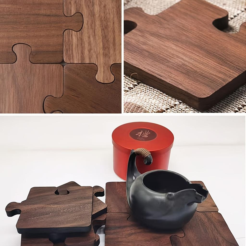 1PC Insulated wooden cup holder/tea mat. Vintage wooden puzzle coaster, suitable for office desks, bars, and home décor.