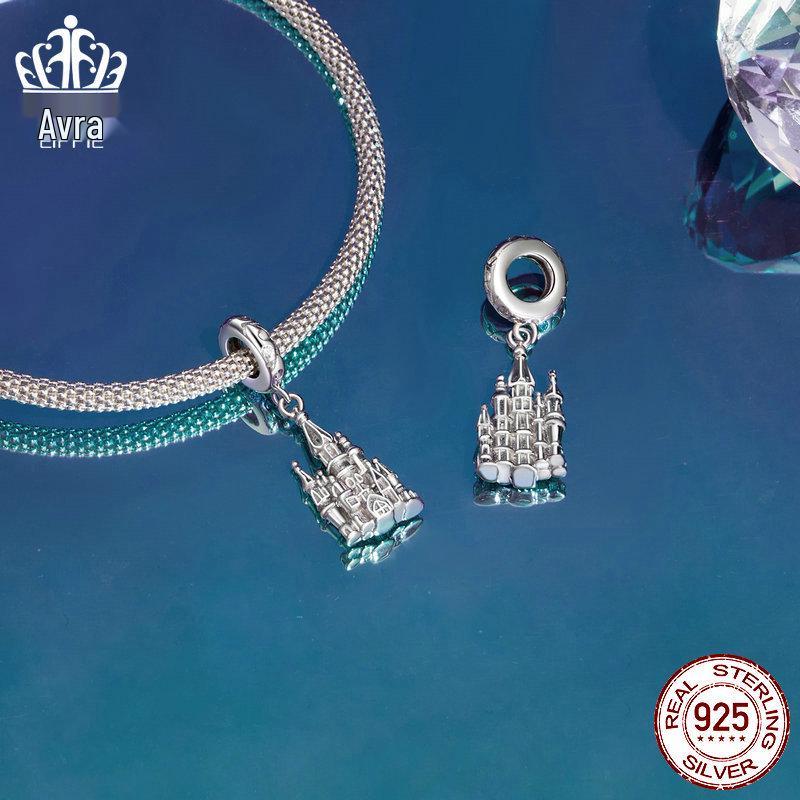 Magic Castle Pendant DIY Bracelet, S925 Sterling Silver, Platinum-Plated.