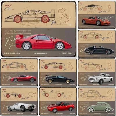 Latta Metallo Cartelli Targa Auto d'Epoca Decorazione Murale Poster d'Arte Vintage Pittura su Ferro per Man Cave Casa Caffetteria Sala Giochi Club Bar