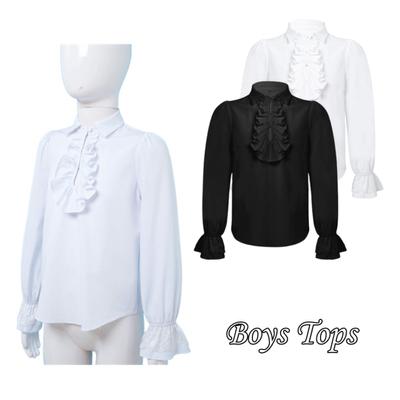 Children Pirate Shirt Boys Renaissance Victorian Blouse Long Sleeve Ruffle Lace Cuffs Medieval Halloween Costume Clothing