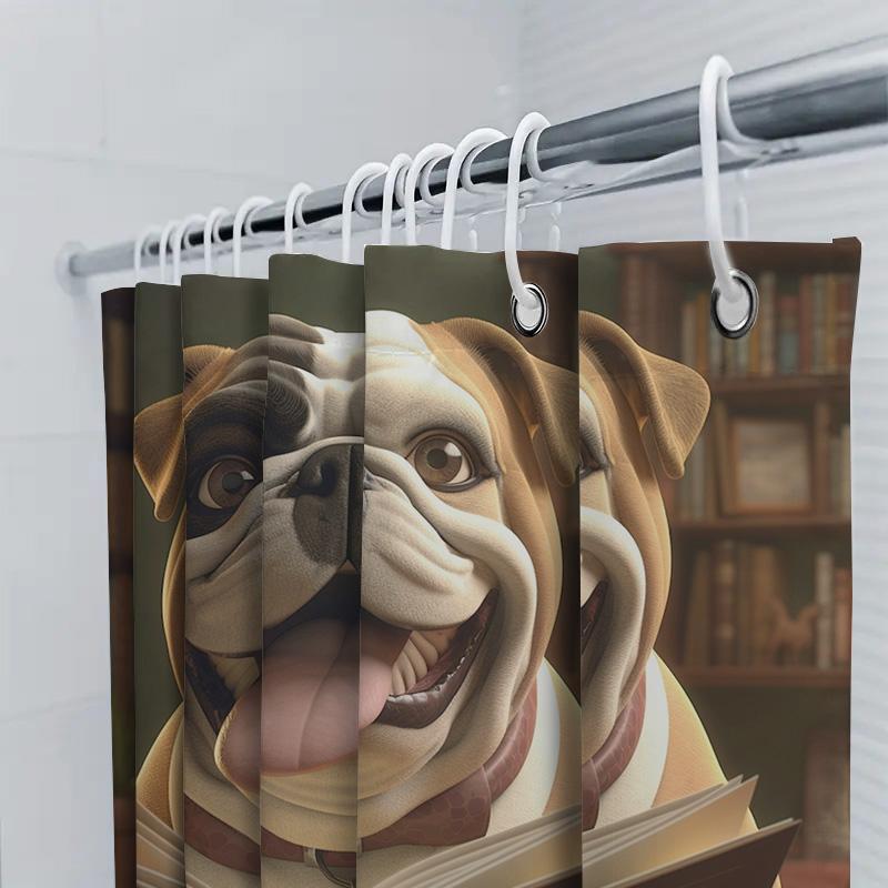 Reading Bulldog Shower Curtain | Fun and Unique Bathroom Decor