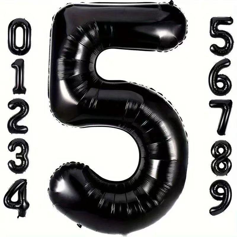 32-inch Black Aluminum Foil Balloons for Birthday Party Decorations
