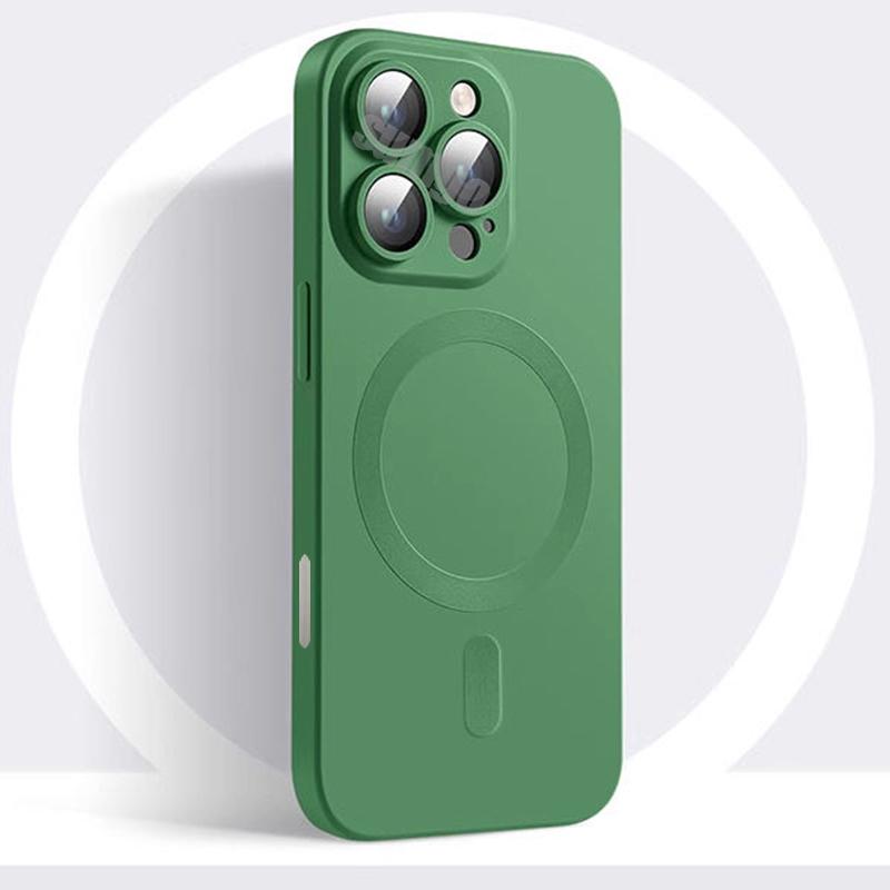 Luxury 16 Black Magsafe Magnetic Case for iPhone 16 15 14 13 12 11 Pro Max Plus Soft Silicone Matte Antiskid Lens Protect Cover