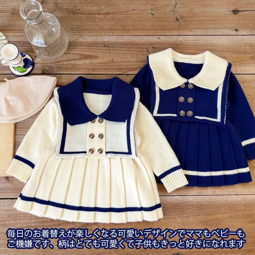 Reegoo Peter Baby and Perfect for Shrine and Size Ages Months Girls' Kids' Dress, Sailor-Style Sweater, Formal, Spring, Autumn, Winter, Visits,