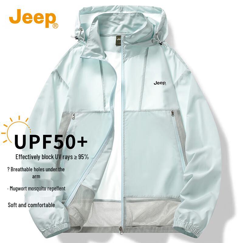 

JEEP Men s UPF50+ Hooded Sun Protection Jacket L