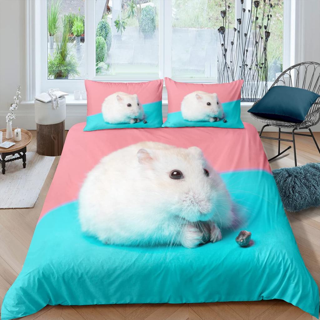Hamster Soft Duvet Cover Family Pet Guinea Pig for Women Children Young Boys Lovely Mini Animals Comfortable Quilt Cover for Bedrom Rations Warm Soft