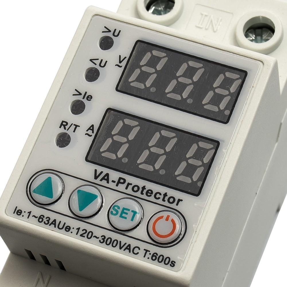 Dual Display 40/63A 230V DIN Rail Digital Over and Under Voltage Surge Protector