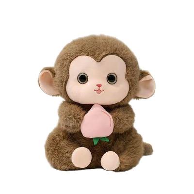 25-45CM Nouveau Singe Doré Peluche Singe Mangeant Pêche Kawaii Petit Singe Animal Poupée Fourrure Courte Festival Cadeau pour Enfants