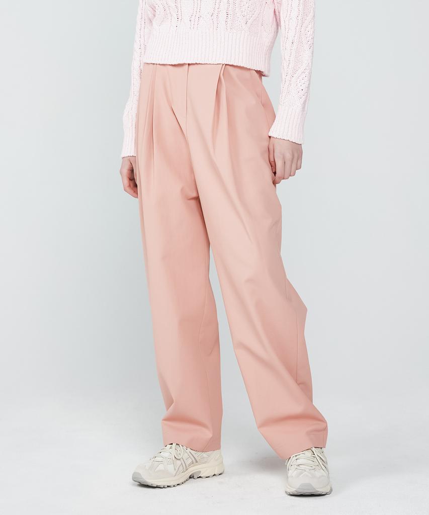 DEPASION Layered Wrinkle Semi-Baggy Pants (Pink)