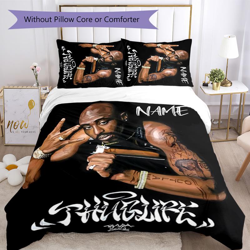 3pcs Rapper2 Cover Set - Personalized Name, HD Printed Bedding with 1 Cover and 2 Pillowcases - Perfect for Home Decor, Easy Care