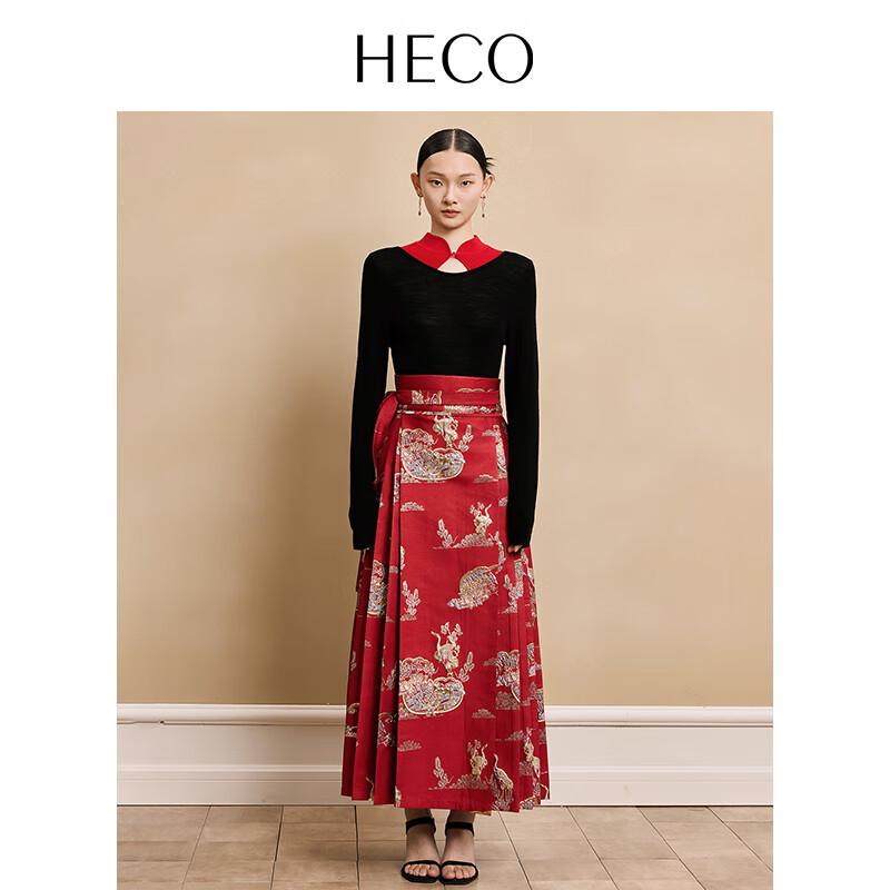 HECO Women's New Chinese Style Spliced Cut-Out Knit Sweater