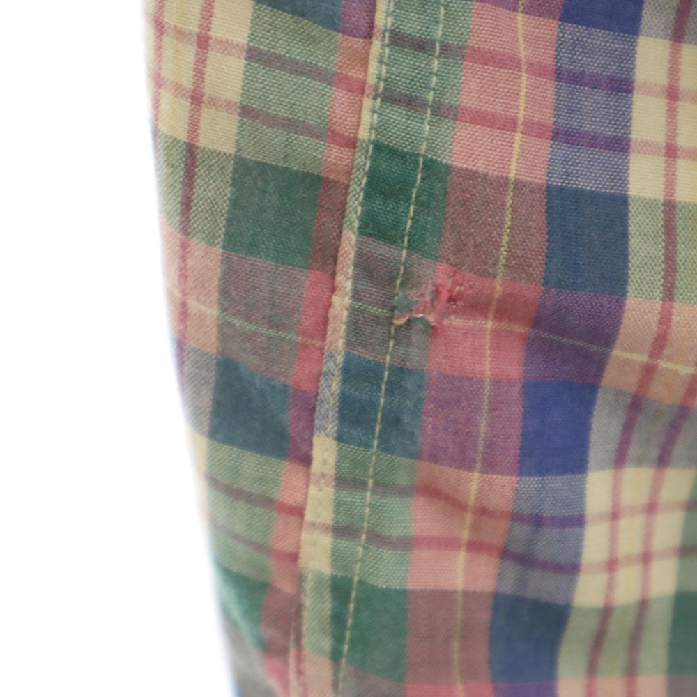 IZOD LACOSTE 70s 80s Vintage Spool Tag Check Pattern Short Sleeve Button Down Shirt Men's Used