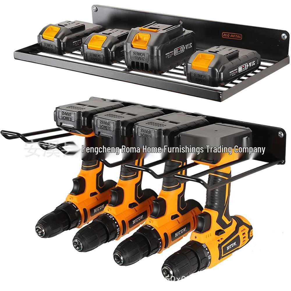 Wrought Iron Wall-Mounted Tool Rack for Drills and Screwdrivers