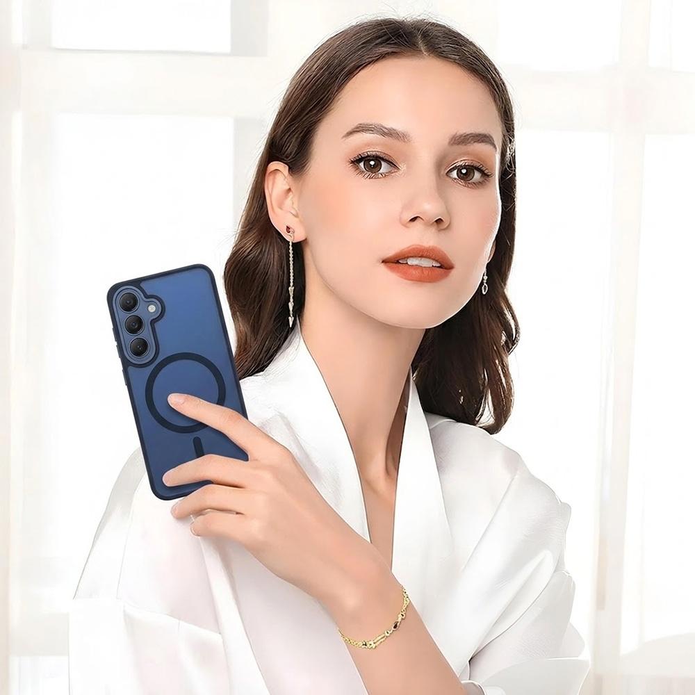 Smoke Case for Samsung Galaxy A27 5G, Matte Case, for MagSafe, Blue Frame