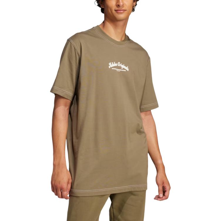 Adidas Originals FW24 Wabash Letter Comfortable Pullover Short Sleeve T-Shirt Men T-Shirts Olive JP4476