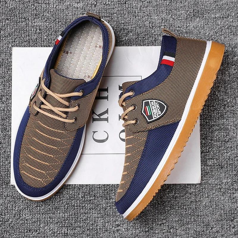 Fashion Men Canvas Shoes Soft Soled Driving Lace Up Working Flats Classic Male Vulcanized Shoes Big Size 47 Zapatos Hombres