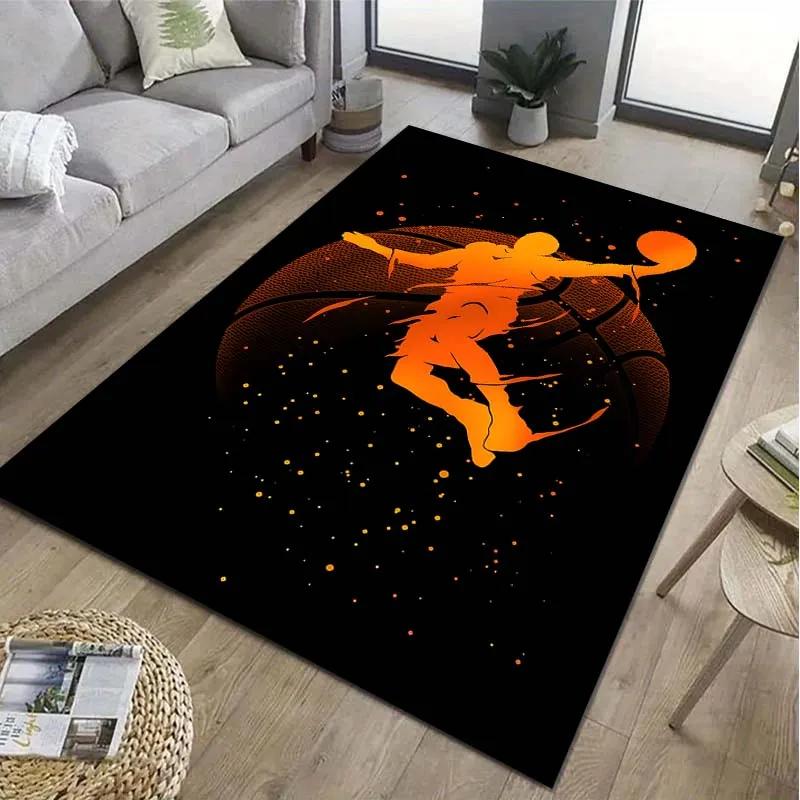 Basketball Hoop Art Pattern Area Rug Sports Carpet for Living Room Bedroom Game Room Non-Slip Floor Mat Home Decor Gift