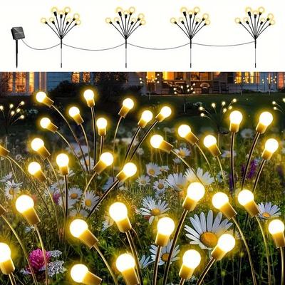 6 Luci Solari a Lucciola da Giardino, Bianco Caldo, Adatte per Regali di Natale, Ringraziamento, Pasqua, Halloween