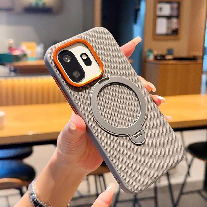 Phone Case For OnePlus 15T Magnetic Wireless Charger PC Hard Shell Protective Solid Color With Holder Back Cover