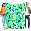Watercolor Pickle Print Blanket Soft Flannel Throw for Bed Sofa Couch Cozy Lightweight Unique Green Veggie Gift