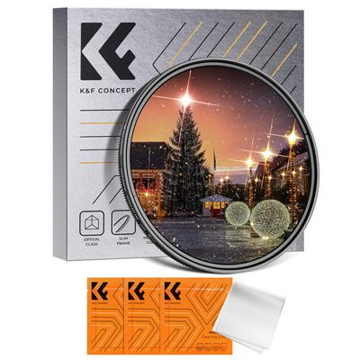 Concept 52mm Cross Variable Cross Cross Effect 18 Layer Thin 3 Cleaning Cloths Ideal for Night Views and Illuminations K&F Filter, Filter, 4-8 Effect,